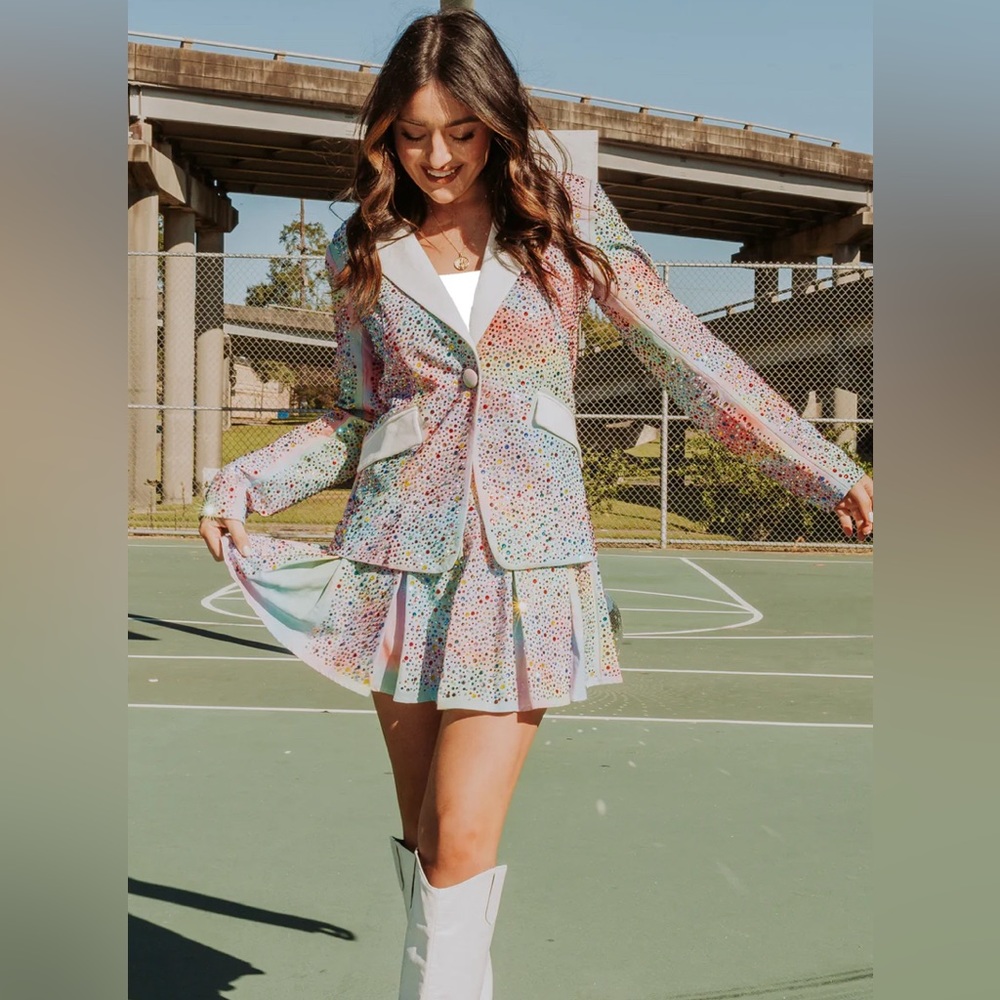 NWOT QUEEN OF SPARKLES Rainbow Sparkle Jacket